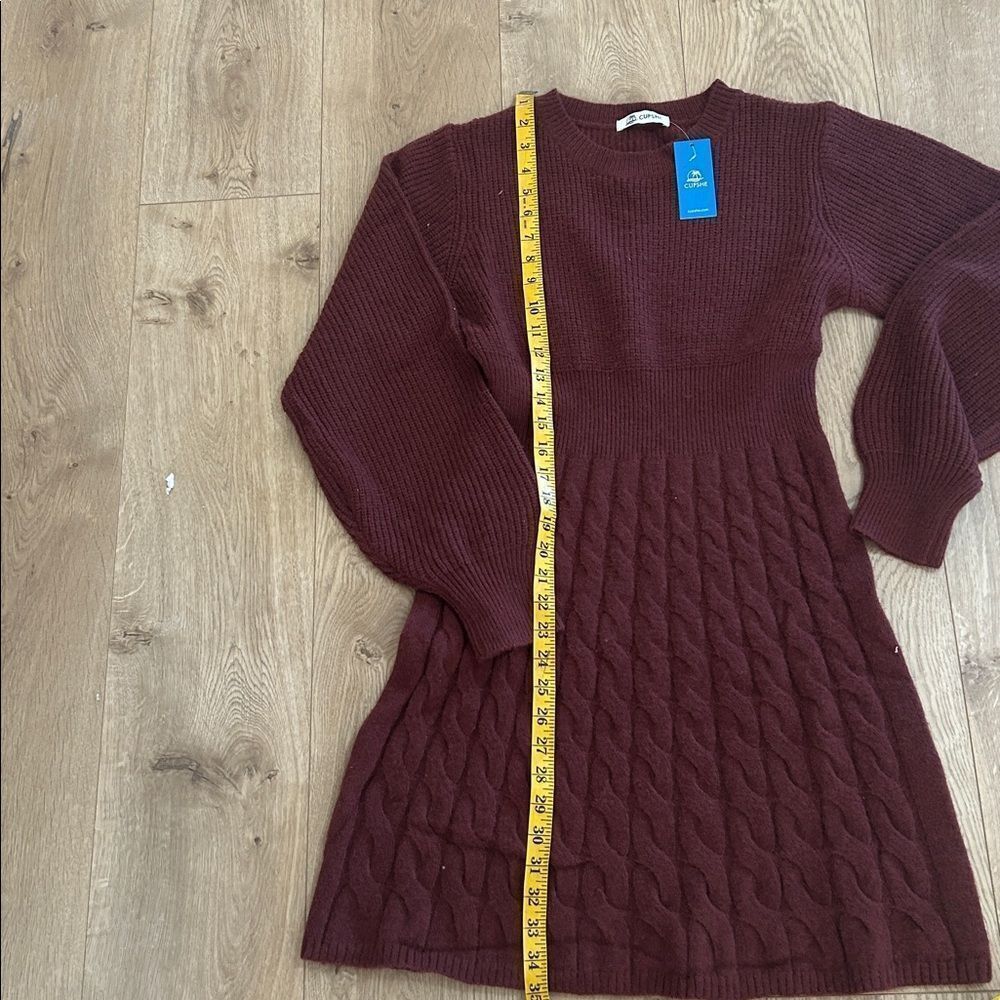 Cupshe Morning Brew Brown Mini Sweater Dress, Size Large, NWT - Picture 10 of 11